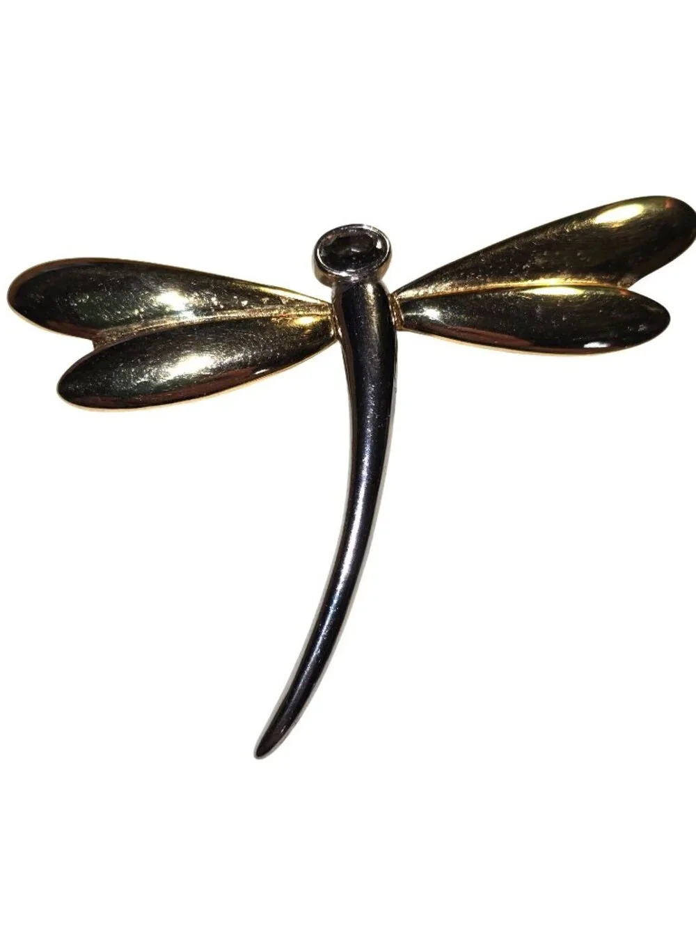 Dragonfly Firefly Liz Claiborne Mixed Metal Silver Gold Brooch 2 Piece Set - Picture 5 of 8